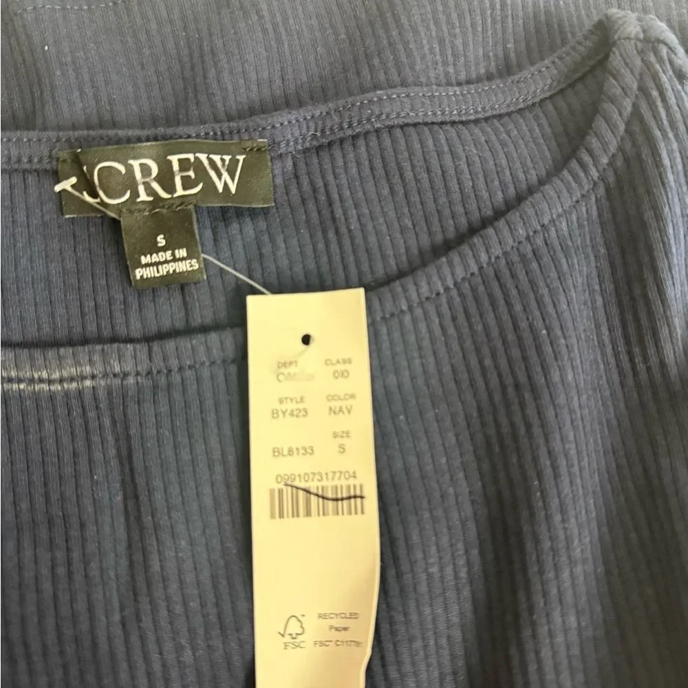 J.Crew Vintage rib ruffle boatneck tank top NWT Size S